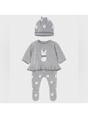 Size 12 months Baby Mayoral Gray Polka Dot Baby Outfit Set